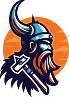 A warrior mascot with axe and beard vector