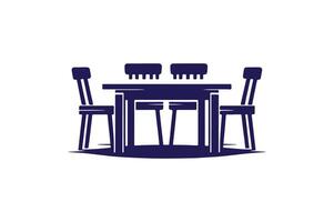 a table and chairs icon on a white background vector