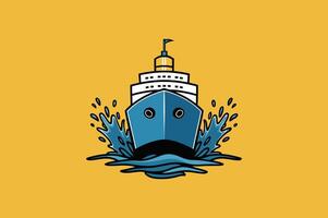 A artwork of a ship splashing with water. vector