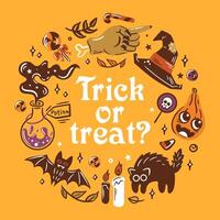 Explore exciting Halloween elements with a thrilling trick or treat theme for all vector