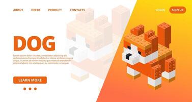 Web template with a dog. vector