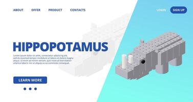 Web template with a hippopotamus. vector