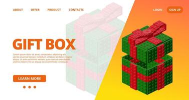 Web template with a gift box. vector