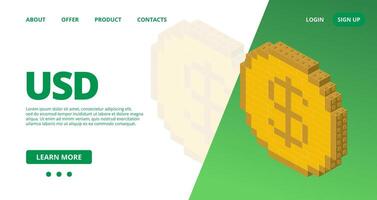 Web template with a usd. vector