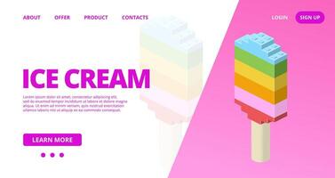 Web template with a ice cream. vector