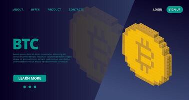 Web template with a btc coin. vector