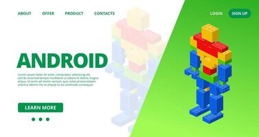 Web template with a android. vector