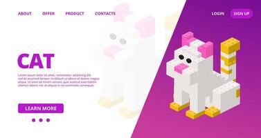 Web template with a cat. vector
