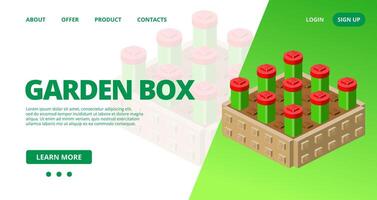 Web template with a garden box. vector