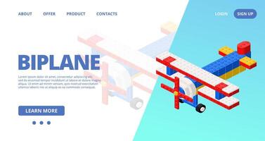 Web template with a biplane. vector