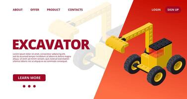Web template with a excavator. vector