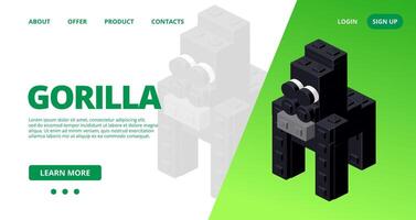 Web template with a gorilla. vector