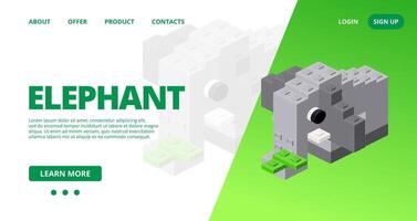 Web template with a elephant. vector