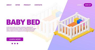 Web template with a baby bed. vector