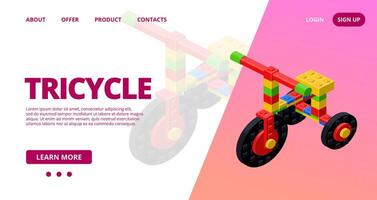 Web template with a tricycle. vector
