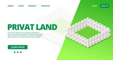 Web template with a private land. vector