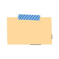 Blank note paper isolated element. Illustration of empty horizontal rectangular sticky note with adhesive tapes. Memo sticker, to do reminder. Office stationery object in cute hand drawn style. vector