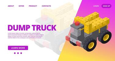 Web template with a dump truck. vector