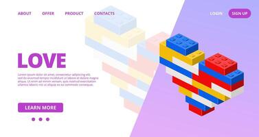 Web template with a color heart. vector
