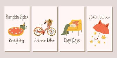 Vertical banner set for cozy autumn card vector