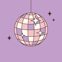 Disco ball on violet background. Retro style illustration for vintage party themes, dance events, and festive design projects vector