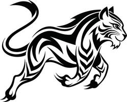 Tiger Jump abstract line art vector