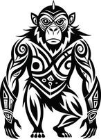 Monkey tattoo abstract line art vector