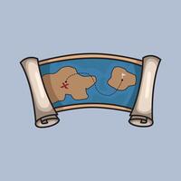 reasure Scroll Map Cartoon design illustration and icon for website, digital and print vector