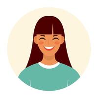 Portrait of a dark-haired woman. Female avatars. illustration in a flat style vector