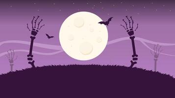 silhouette of hand bones sticking out of the ground, background for halloween theme vector