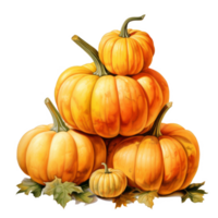 A Stack of Pumpkins with Green Stems and Leaves png