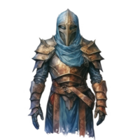 A Knight in Blue and Gold Armor with a Closed Helmet png