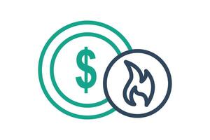 Disruption icon. line icon style. dollar with fire. icon related to SWOT. business elements illustration vector