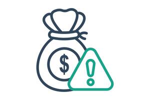 Risk icon. line icon style. money bag with alert. icon related to SWOT. business elements illustration vector