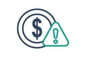 Crisis icon. line icon style. dollar with alert. icon related to SWOT. business elements illustration vector