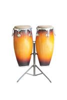 Conga drum or tumbadora isolated on white background. Concept, musical instrument for rhythm of music to make more fun for performing on dancing with conga latin rhythm. photo