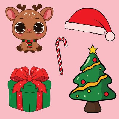 set of christmas icon elements illustration