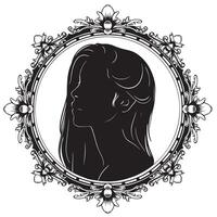 black and white women in frame with ornament vector