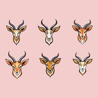 a set of antelope head . vector