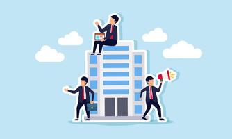 Employees working in promotions, management, and public relations for a company, illustration of Manage a company, promote a brand, and build good relationships with customers vector