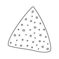 Outline tortilla chips nacho Isolated. Sticker Icon pointer design element in minimalistic style. illustration Cards, poster, flyer, banner, brochure, price tag, label or web, promo design idea vector