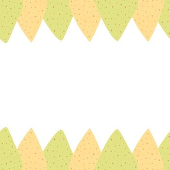 Corn and Spinach nachos in trendy soft yellow and green Top and bottom frame border Cards Template Isolated illustration Decorative background texture Poster, leaflet, tag, banner, promo or web vector