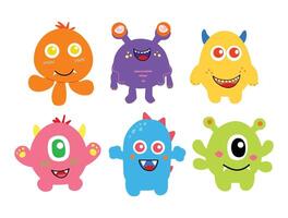 Cute monsters many color vector