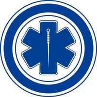Medical acupuncture logo symbol with needle in hand. Fit for science event. vector