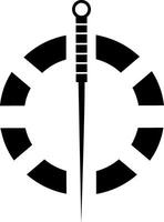 Acupuncture logo with needle inside the circle clock shape vector