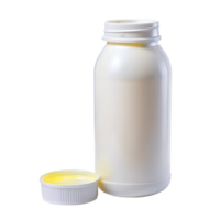 Mockup white plastic bottle with open lid isolated on transparent background png