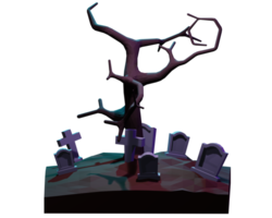 3D design of grave and tree png