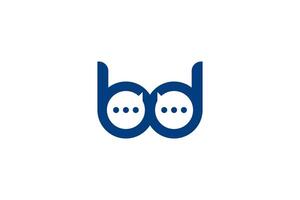 Modern and minimalist bd logo design, featuring interconnected letters and speech bubbles. Perfect for businesses focused on communication, technology, or social media. vector