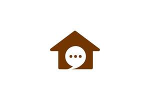 Abstract house logo with a chat bubble, symbolizing home, conversation, and support. Perfect for real estate, property management, and community-based businesses. vector