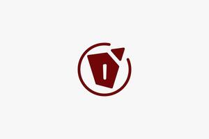 Modern and clean O lettermark logo esign enclosed in a circle, featuring a geometric shape and a dynamic arrow. Perfect for tech startups, gaming companies, or any business looking for a futuristic vector